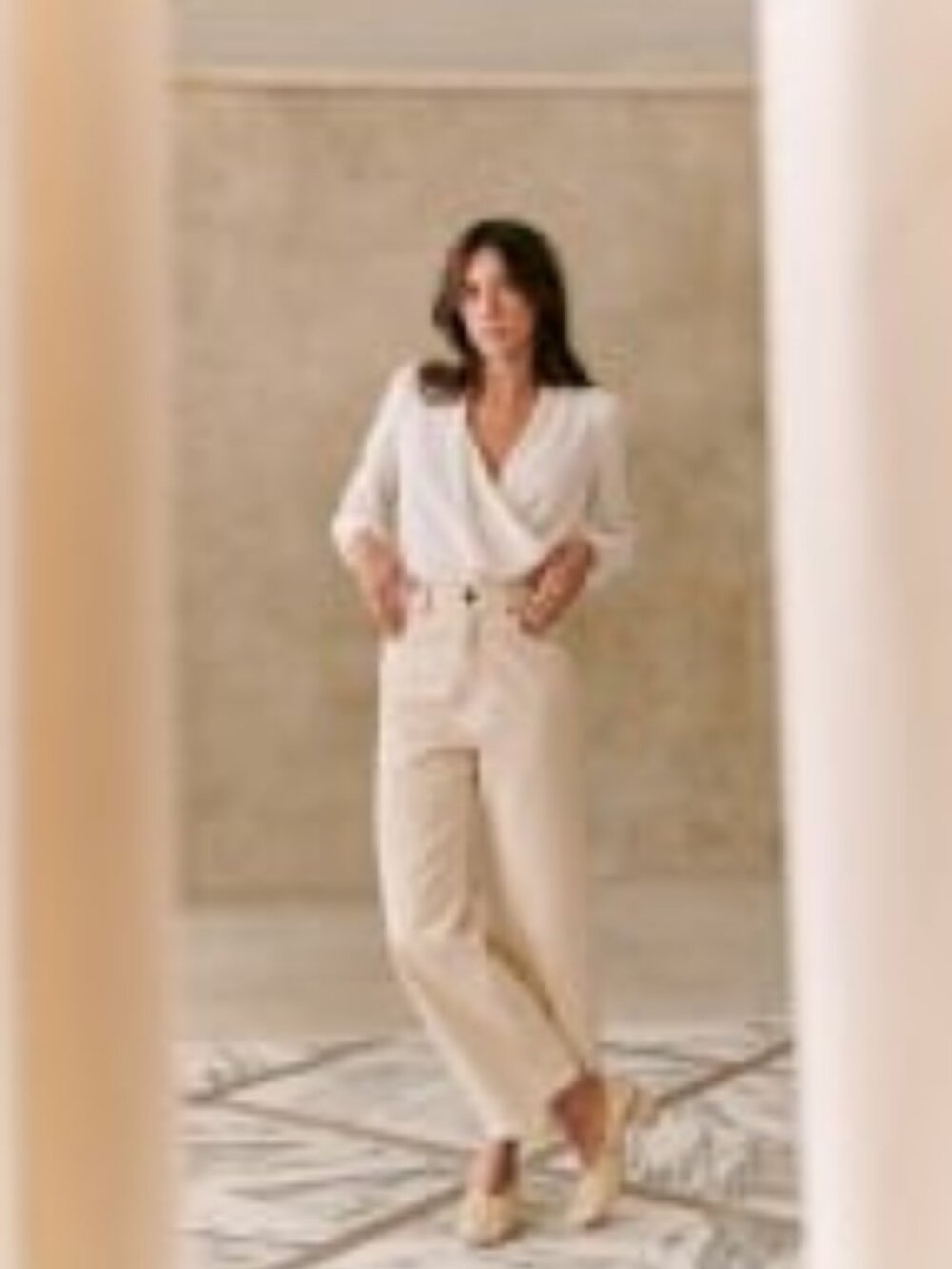 Sezane Abelia Blouse Size 12 (FR 44) Ecru